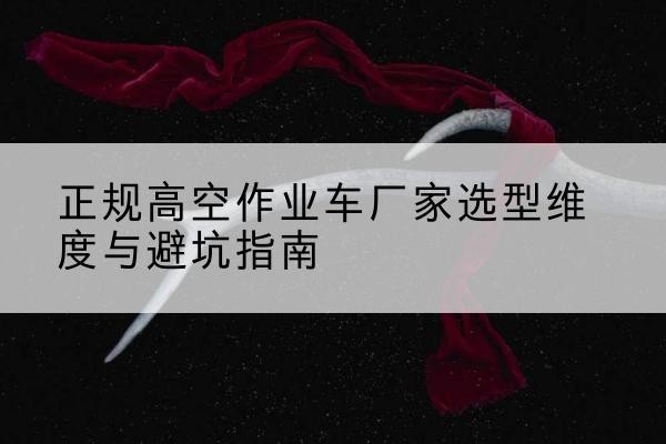 淳安高空作业车厂家-正规选型维度与避坑指南